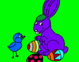 Dibuix Pollet, conillet i ous pintat per iris