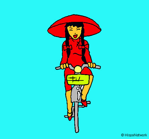 Dibuix Xina amb bicicleta pintat per maria hernandez