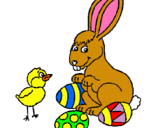 Dibuix Pollet, conillet i ous pintat per izan g