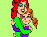 Dibuix Mare i filla abraçades pintat per Bella