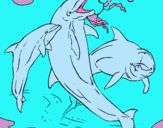 Dibuix Dofins jugant pintat per claudia camps ruz