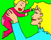 Dibuix Mare amb la seva nadó pintat per elba