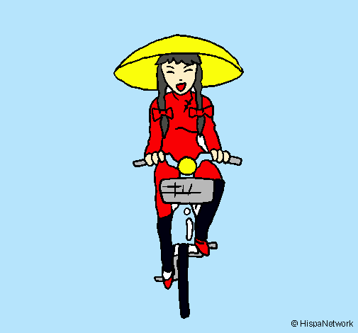 Dibuix Xina amb bicicleta pintat per estherjosemariasara