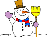 Dibuix ninot de neu amb escombra pintat per izan g
