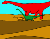 Dibuix Família de Braquiosauris pintat per snoopy