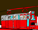 Dibuix Tramvia amb passatgers  pintat per JOAN