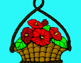 Dibuix Cistell amb flors pintat per nuria