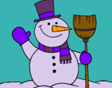 Dibuix ninot de neu amb escombra pintat per anaanna