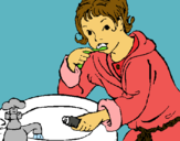 Dibuix Nen rentant-se les dents pintat per sara puig blanco