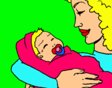 Dibuix Mare amb la seva nadó II pintat per elba