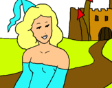 Dibuix Princesa i castell pintat per blancanieves