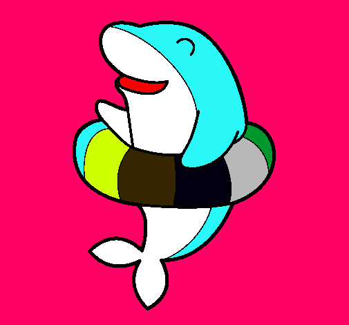 Dibuix Dofí amb flotador pintat per jnm
