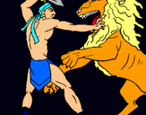 Dibuix Gladiador contra lleó pintat per abdul
