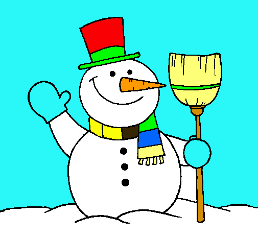 Dibuix ninot de neu amb escombra pintat per Jofre