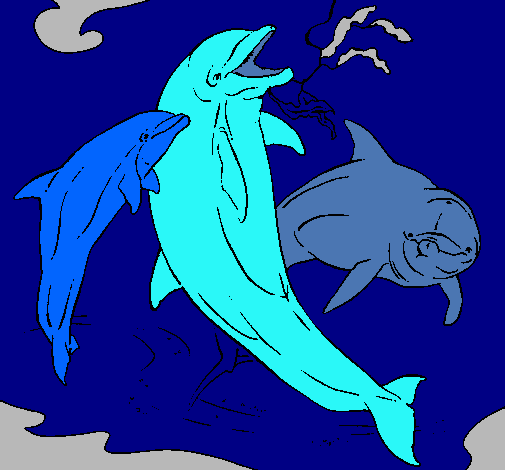 Dibuix Dofins jugant pintat per laura mallofre