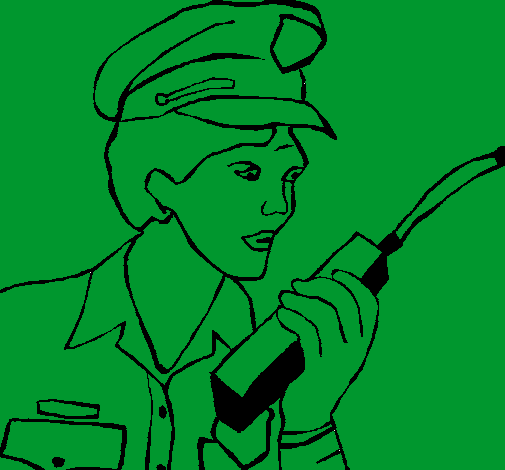 Dibuix Policia amb el walkie pintat per gygfgdhf