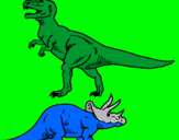 Dibuix Triceratops i tiranosaurios rex  pintat per anònim