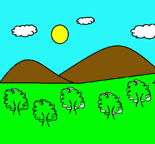 Dibuix Muntanyes 4 pintat per b<erta