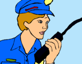 Dibuix Policia amb el walkie pintat per maria.r