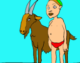 Dibuix Cabra i nen africà pintat per Adri