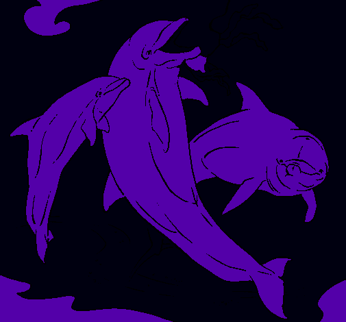 Dibuix Dofins jugant pintat per joana