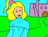 Dibuix Princesa i castell pintat per noa
