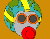 Dibuix Terra amb màscara de gas pintat per eric 5 años