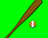 Dibuix Bat i bola de beisbol pintat per Eloy López Pol