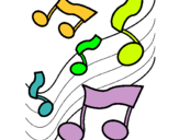 Dibuix Notes en l'escala musical  pintat per alicia