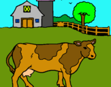 Dibuix Vaca pasturant pintat per Mireia