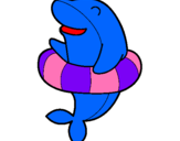 Dibuix Dofí amb flotador pintat per MAR SERRES