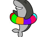 Dibuix Dofí amb flotador pintat per DOFI