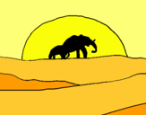 Dibuix Elefant en l'alba pintat per Eloy López Pol