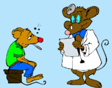 Dibuix Doctor i pacient ratolí pintat per ALEX JAVIER