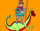 Dibuix Sant Jordi i el drac pintat per el     drac   de   foc