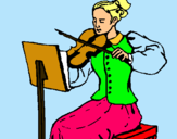 Dibuix Dama violinista pintat per lada