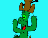 Dibuix Cactus amb barret  pintat per mort