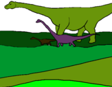 Dibuix Família de Braquiosauris pintat per laia palomeras