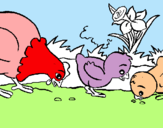 Dibuix Gallina i pollets pintat per juliahelena