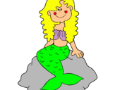 Dibuix Sirena asseguda en una roca  pintat per anna