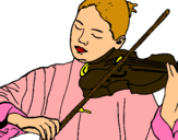 Dibuix Violinista  pintat per xesca