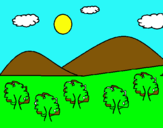 Dibuix Muntanyes 4 pintat per ramon  escola  alexandre
