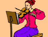 Dibuix Dama violinista pintat per ramon  escola  alexandre