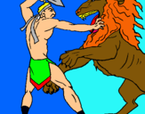 Dibuix Gladiador contra lleó pintat per Claudia I Fortià