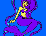 Dibuix Sirena amb perles pintat per LILETA