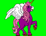Dibuix Unicorn amb ales pintat per sira
