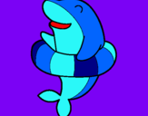Dibuix Dofí amb flotador pintat per b<erta