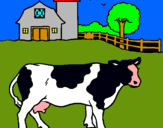 Dibuix Vaca pasturant pintat per joan