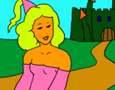 Dibuix Princesa i castell pintat per MARIA