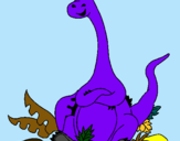 Dibuix Diplodocus assegut  pintat per EDUARDO